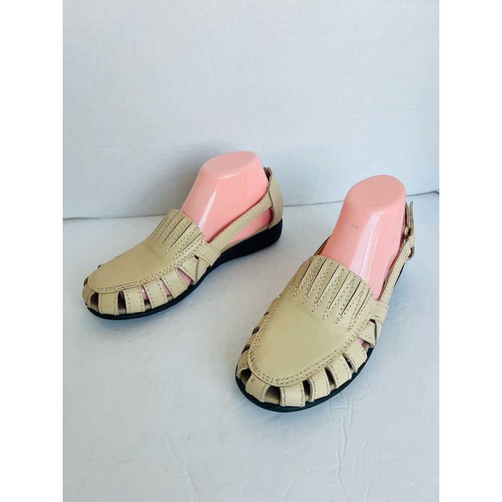 Dr. Scholl’s Breezeway Beige Leather Uppers Padded Comfort Soles Shoe Sandals 8W